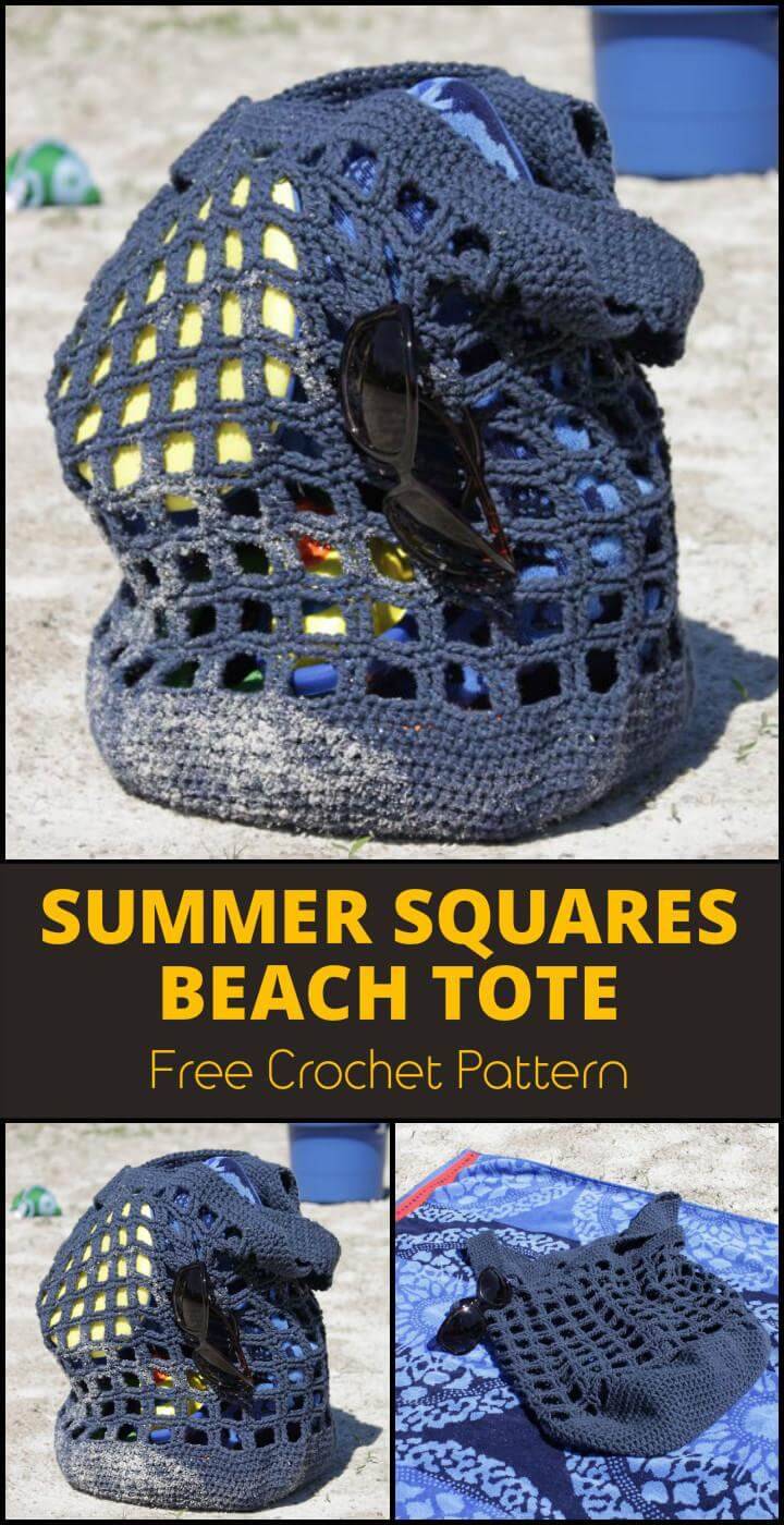 Summer Squares Beach Tote Free Crochet Pattern